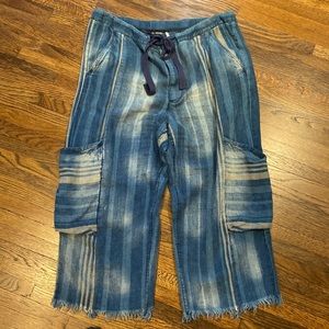 COPY - Free people light weight drawstring denim cropped pant with frayed hem s…